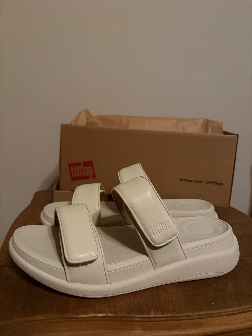 Fitflop Adjustable Cream Double-Strap Slide Sandals